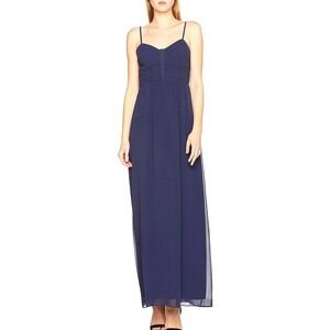 BCBG Generation Navy Blue Chiffon Sweetheart Maxi Dress Spaghetti Strap  Gown 2